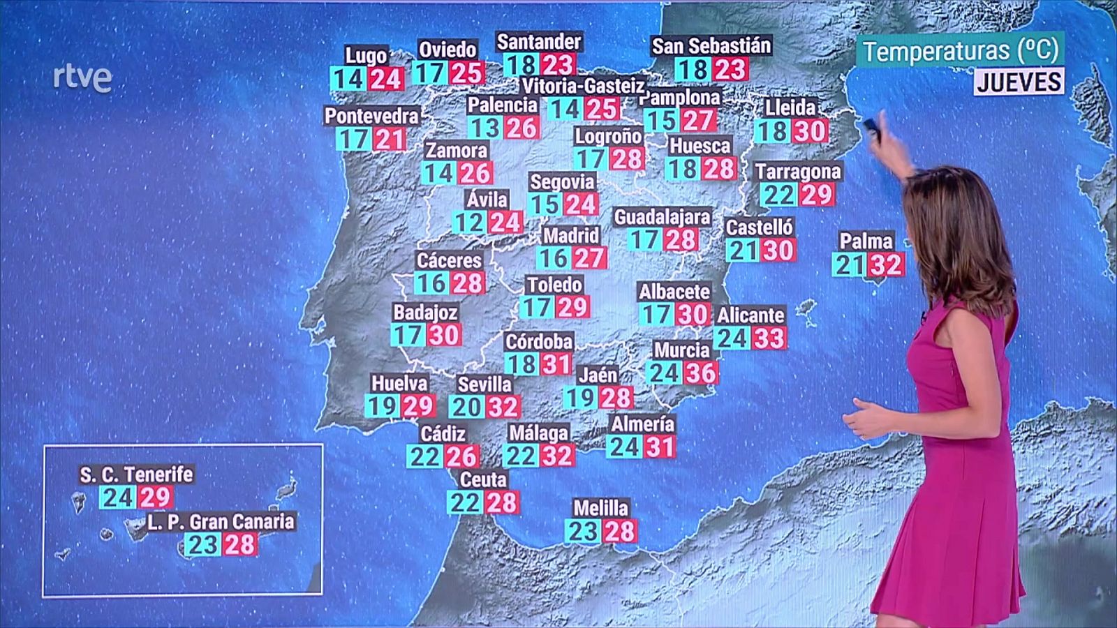 Temperaturas máximas altas en puntos de Canarias. No se descarta alguna tormenta fuerte en el Pirineo central y oriental - ver ahora