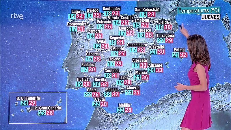 Temperaturas máximas altas en puntos de Canarias. No se descarta alguna tormenta fuerte en el Pirineo central y oriental - ver ahora
