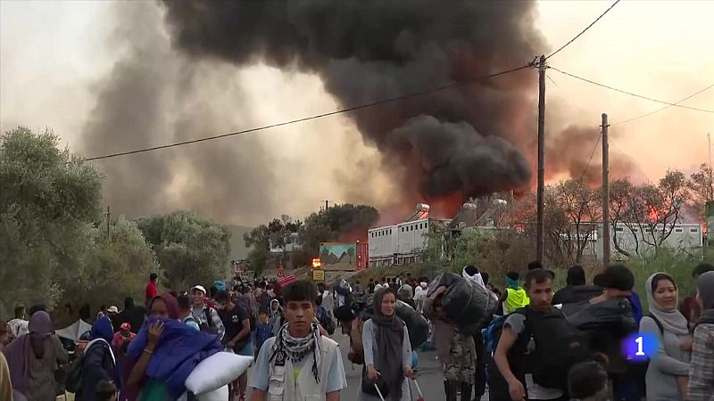 Un año del incendio que arrasó el campo de refugiados de Moria en Lesbos