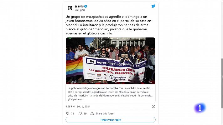 Telediario 2 - El caso de la falsa agresión homófoba de Malasaña aumenta el debate político y mediático