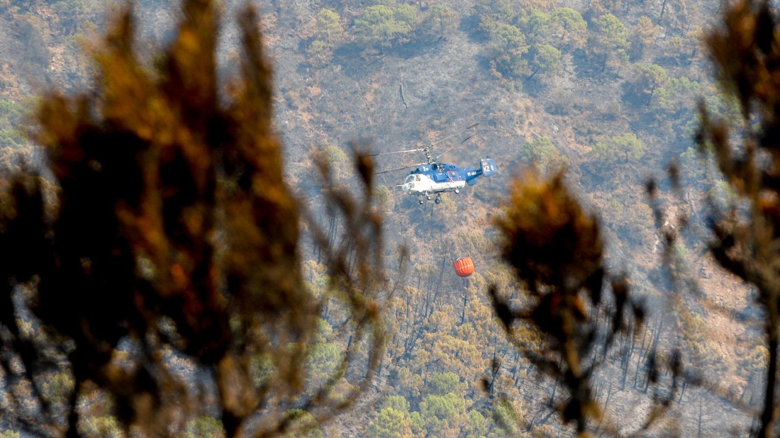 Continúan los desalojos por el incendio en Sierra Bermeja