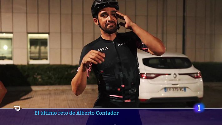 Telediario 1 - Alberto Contador cumple su promesa: de Pinto a Milán en bici