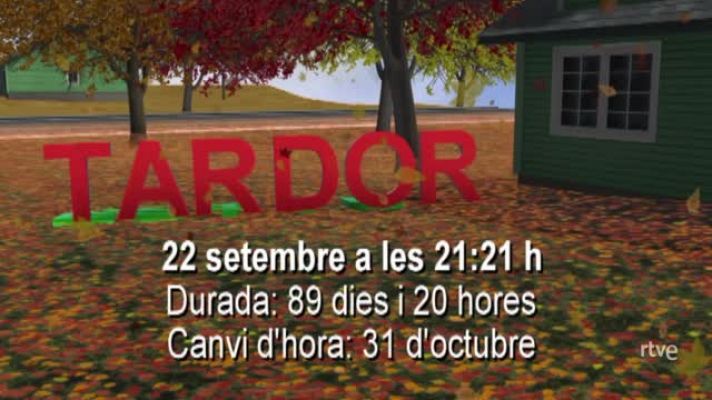 La tardor arriba aquest 22 de setembre a les 21:21 hores i durarà 89 dies i 20 hores. Veurem un eclipsi parcial de Lluna, tres pluges d'estels, sis planetes i tindrem un canvi d¿hora