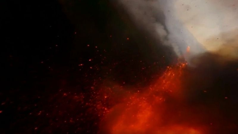 El interior del volcán de La Palma, a vista de dron