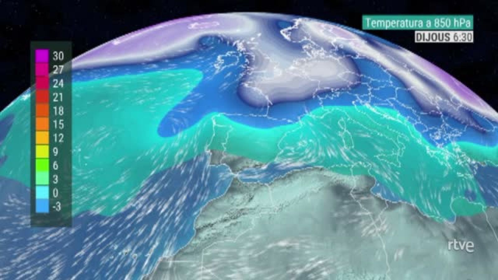 Evolució de les temperatures a 1.500 metres d'alçada (850 hpa) | Ver