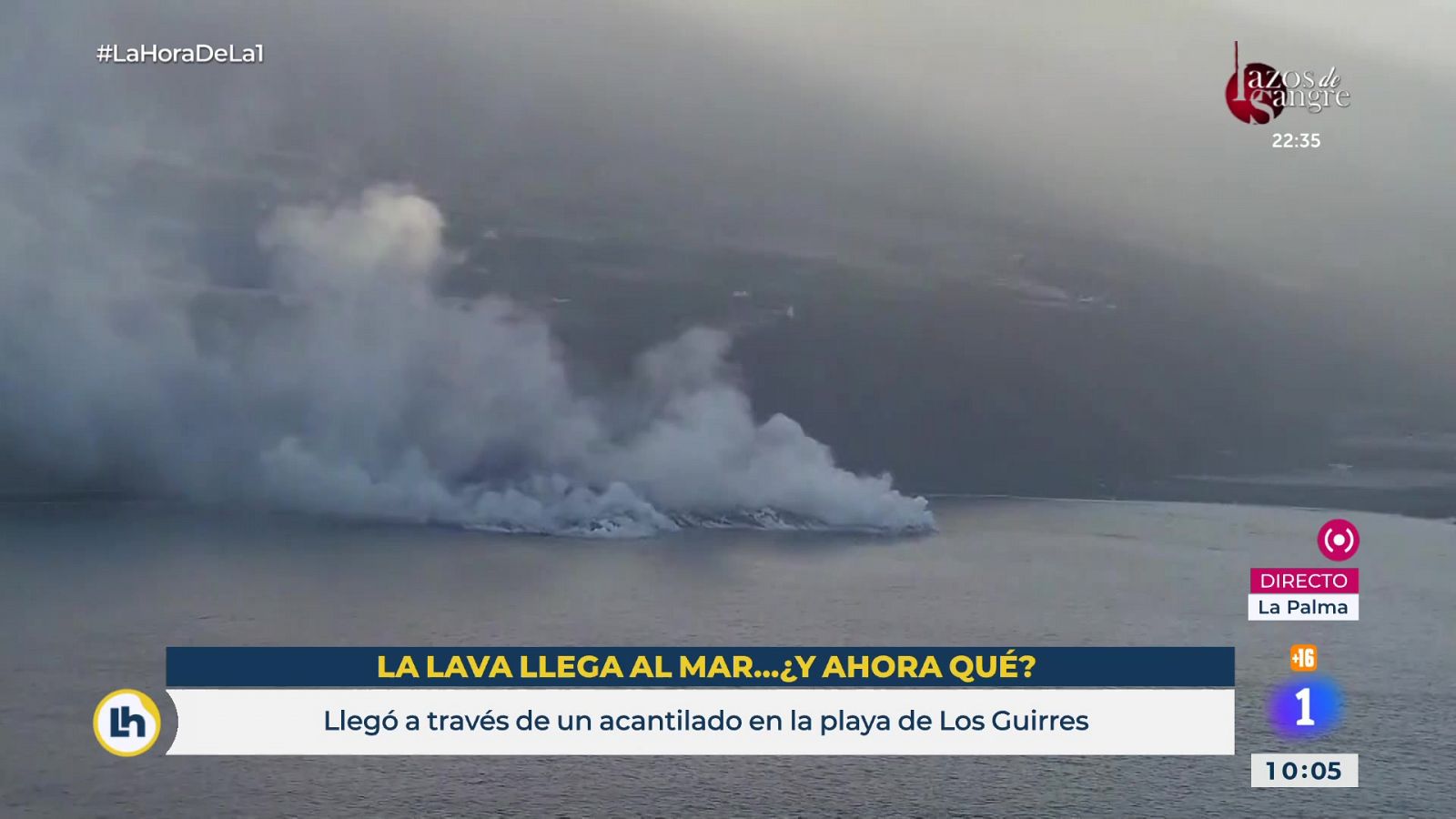 Así impacta la lengua de lava en el mar a vista de dron