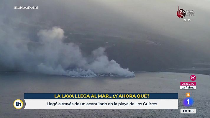 Así impacta la lengua de lava en el mar a vista de dron