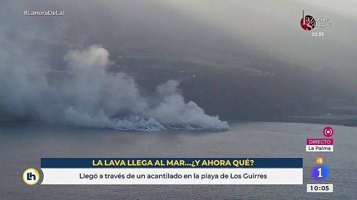Así impacta la lengua de lava en el mar a vista de dron