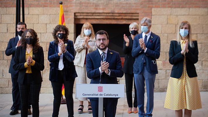 Telediario 2 - El Govern conmemora el cuarto aniversario del referéndum ilegal de Cataluña