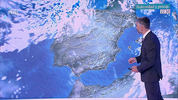 El tiempo - Temperaturas máximas en descenso en el Cantábrico, Pirineos, tercio oriental peninsular y, de forma localmente notable, en el área mediterránea y Canarias, sin cambios en el resto. Las mínimas bajarán en gran parte del país