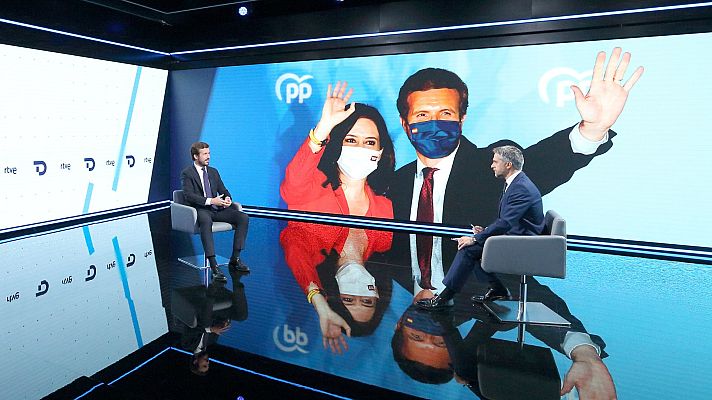 Telediario 2 - Casado, sobre Ayuso: "Yo no puedo decir quién tiene que liderar el PP en Madrid"