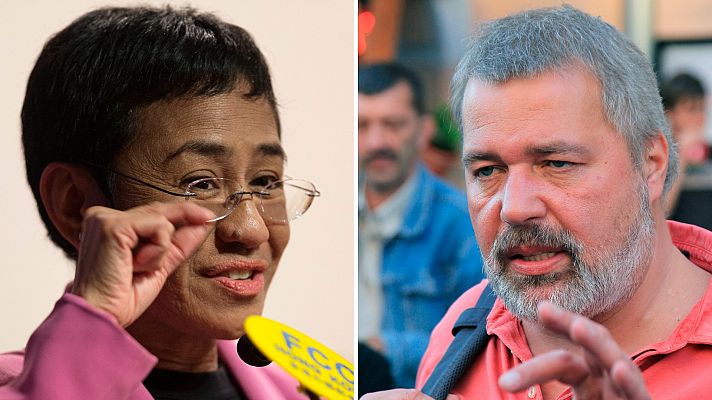 Telediario 1 - Los periodistas Maria Ressa y Dmitry Muratov, Nobel de la Paz 2021 por su defensa de la libertad de expresión