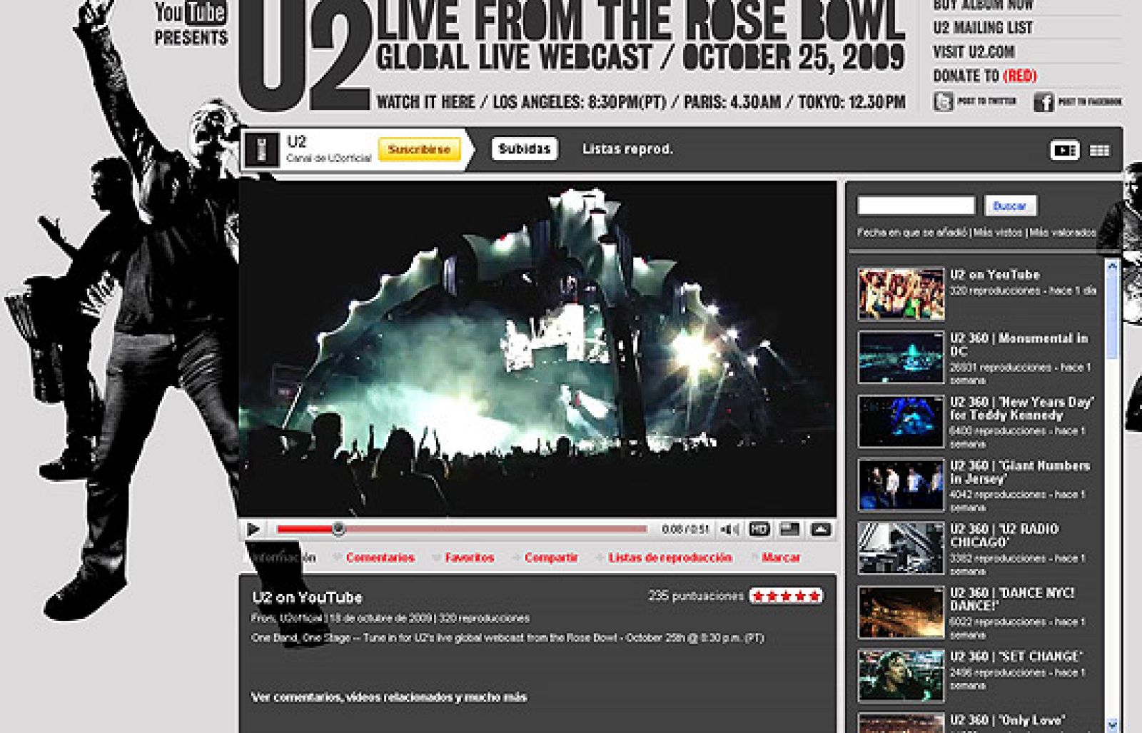 El concierto de U2 en California, gratis y en directo por Internet | Ver