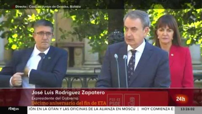 Zapatero, sobre el perdón de Otegi: "Dicho está: no debió producirse" - Ver ahora