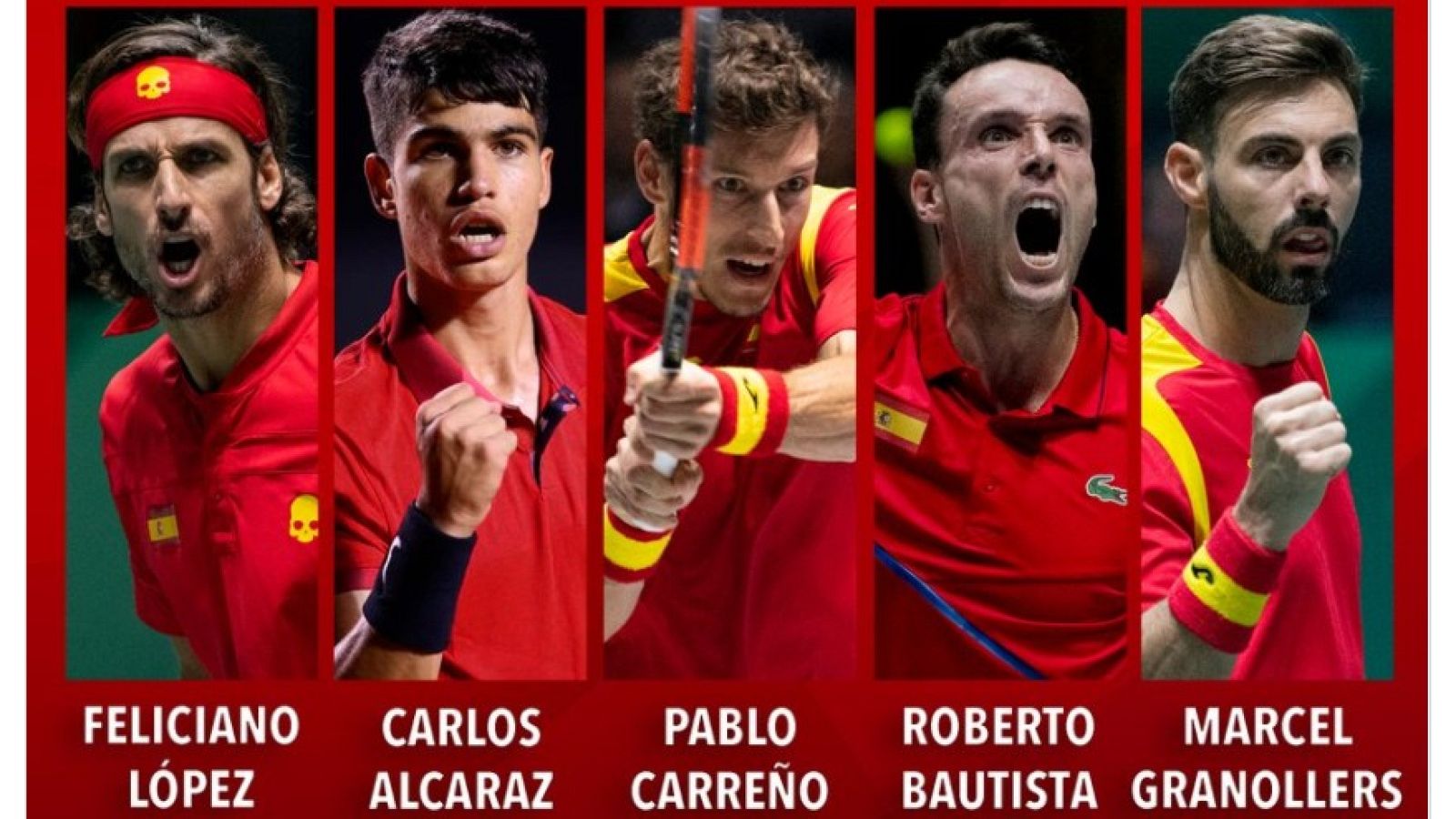 Carreño, Bautista, Feliciano, Alcaraz y Granollers, el equipo español para la Davis