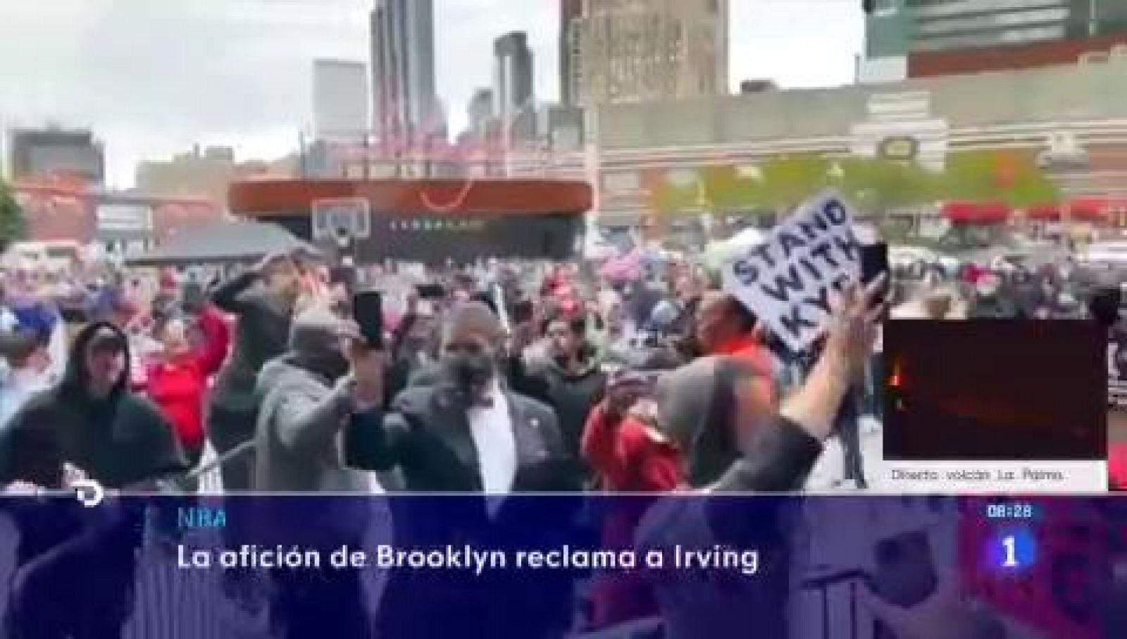 Manifestación en apoyo a Irving para que juegue sin vacunarse