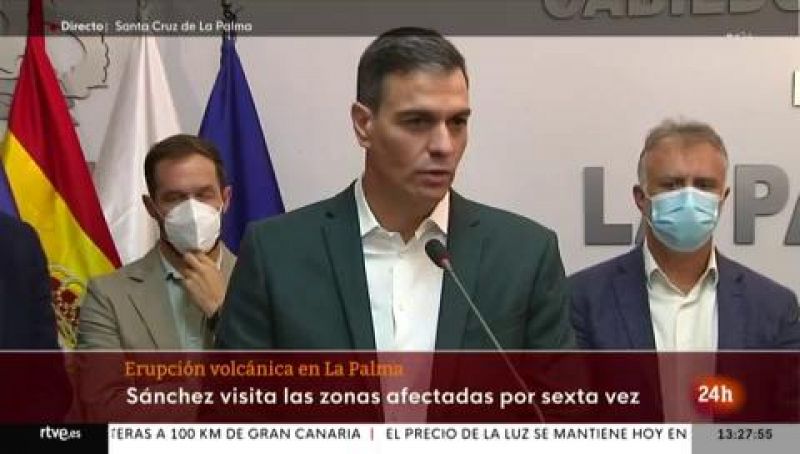 Sánchez anuncia exenciones fiscales para las ayudas a La Palma