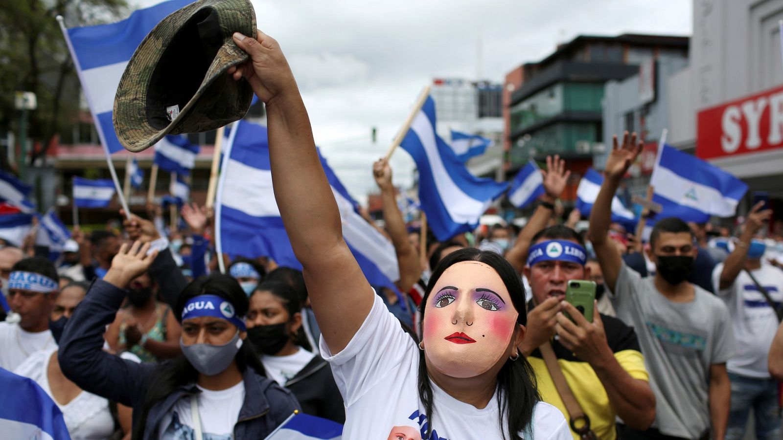 El exilio nicaragüense se manifiesta contra la dictadura