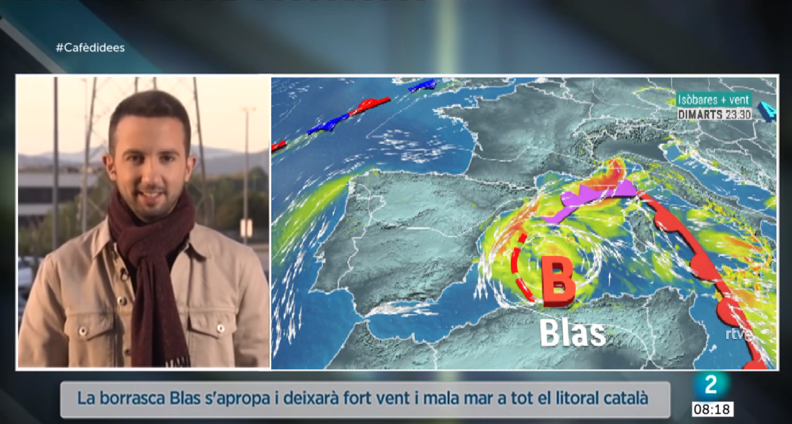 El Temps (09/11/2021) - Les ratxes de vent agregalat superaran els 70/80 km/h a la costa i les onades superaran els 2 a 3 metres d'alçària