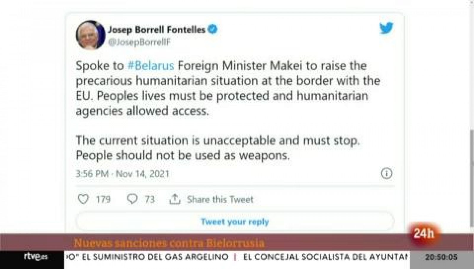 Borrell pide a Minsk proteger a los migrantes - Informativo 24h | Ver