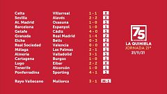 Sorteo de la Quiniela del 23/11/2021 - Jornada 21