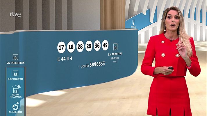 Loterías - Sorteo de la Lotería Nacional, Bonoloto, Primitiva y Jóker del 25/11/2021
