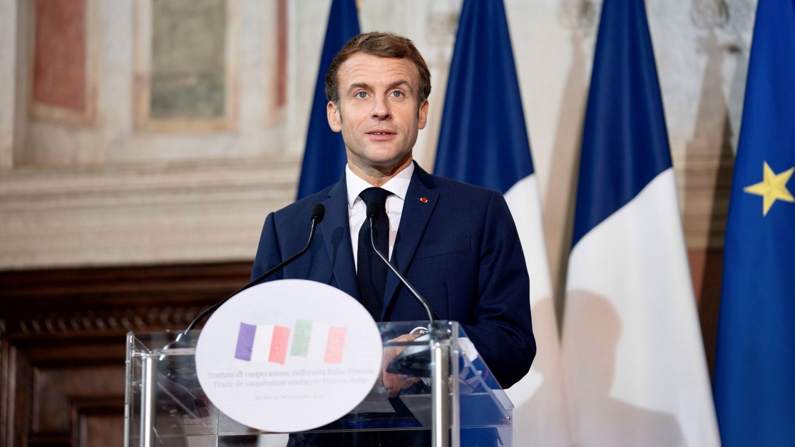 El presidente francés, Emmanuel Macron, durante una comparecencia