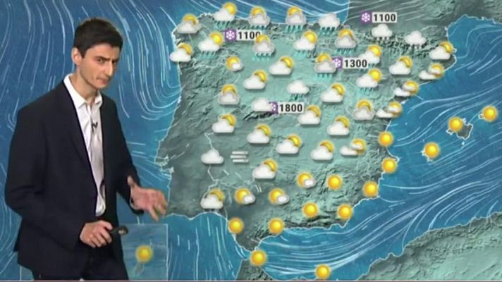 El tiempo - Lluvias localmente fuertes en el tercio norte peninsular