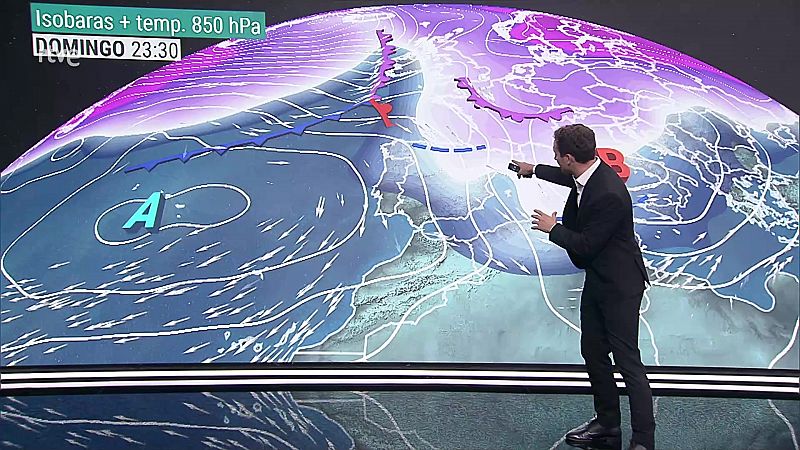 Cota de nieve bajando hasta 800/1000 m en el norte peninsular. Calimas en Canarias - ver ahora