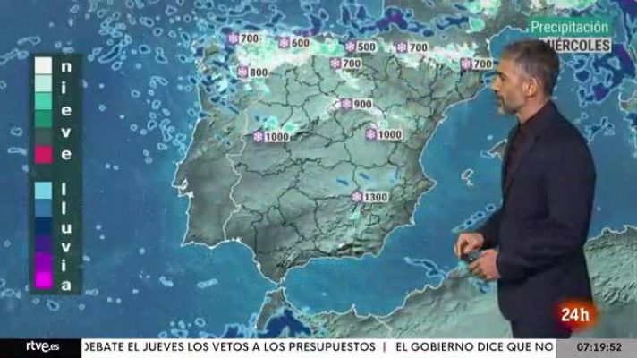 El tiempo - La borrasca seguirá este miércoles con lluvias y nevadas generalizadas en el norte