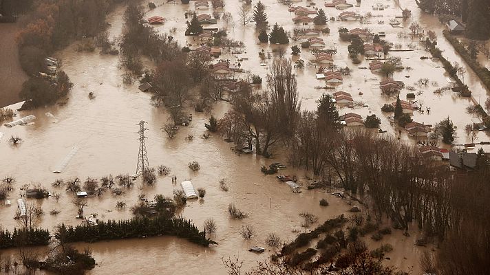 Telediario 1 - La crecida histórica del río Arga provoca las peores inundaciones en Navarra en 20 años