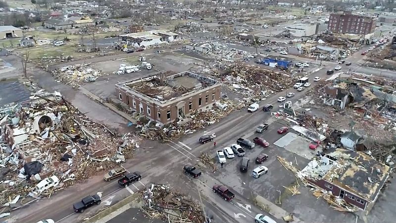 La ciudad de Mayfield, en Kentucky, arrasada por un tornado