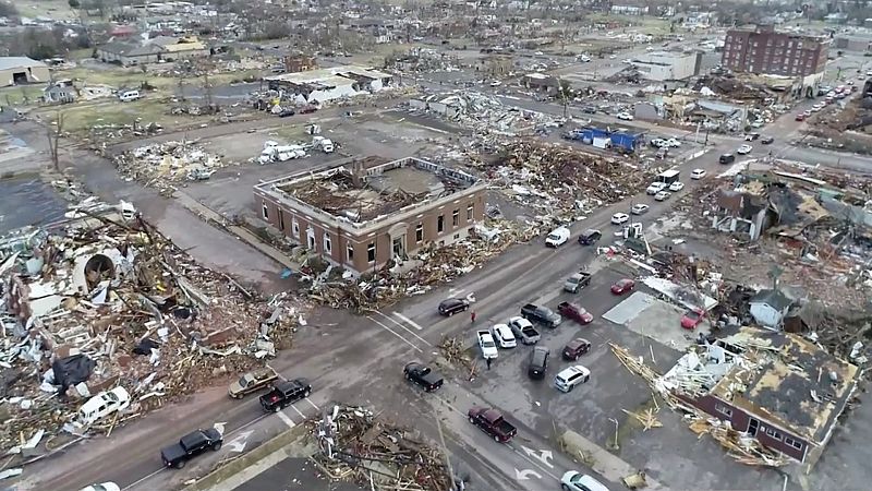 La ciudad de Mayfield, en Kentucky, arrasada por un tornado
