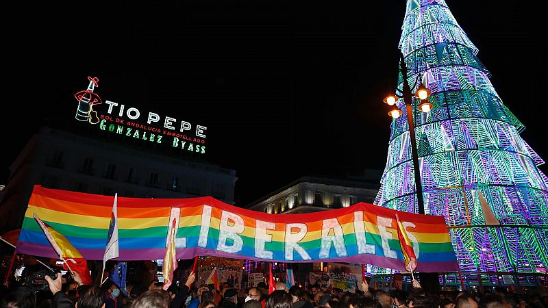 Manifestación LGTBI contra la Ley de Igualdad de Vox en Madrid