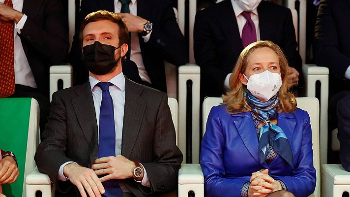 Telediario 1 - Calviño censura a Casado el tono contra Sánchez y el PP arremete contra ella