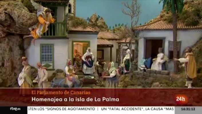 El belén del parlamento canario, dedicado a La Palma