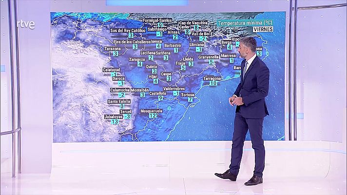 Nieblas en áreas del interior peninsular y del Mediterráneo, localmente persistentes en las cuencas del Duero y del Ebro