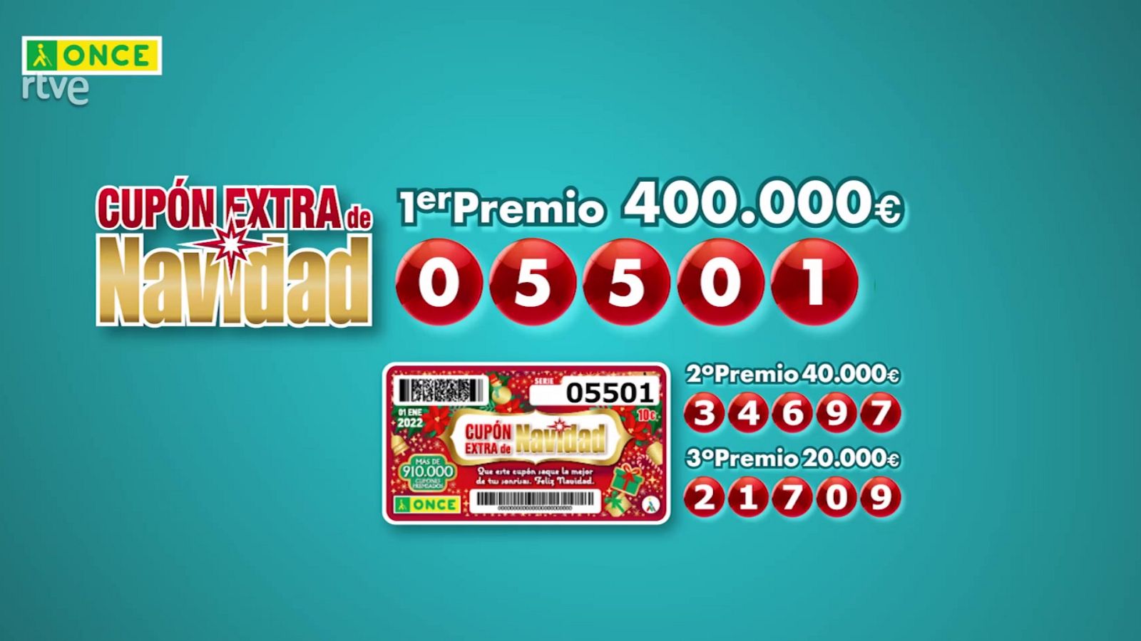 Sorteo Extraordinario de Navidad ONCE - 01/01/22 - ver ahora