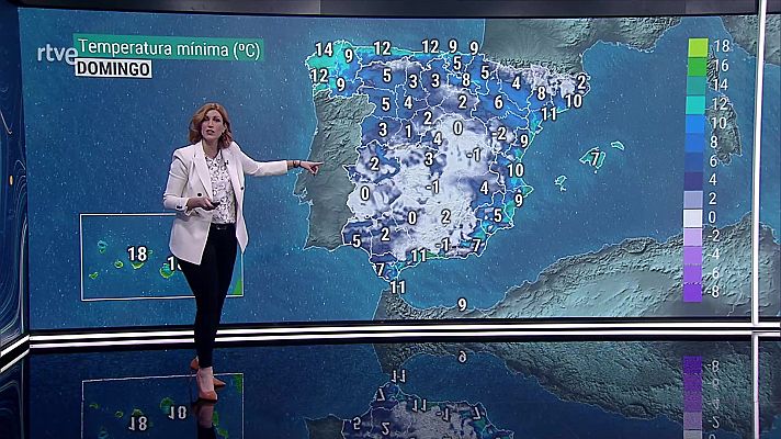 Viento con intervalos de fuerte o rachas muy fuertes en los litorales norte de Galicia y Cantábrico, Ampurdán, Baleares, bajo Ebro y Canarias