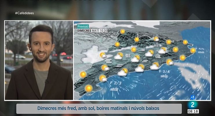 El temps - Dimecres més fred, amb sol i núvols baixos