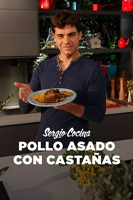 Pollo asado con castañas