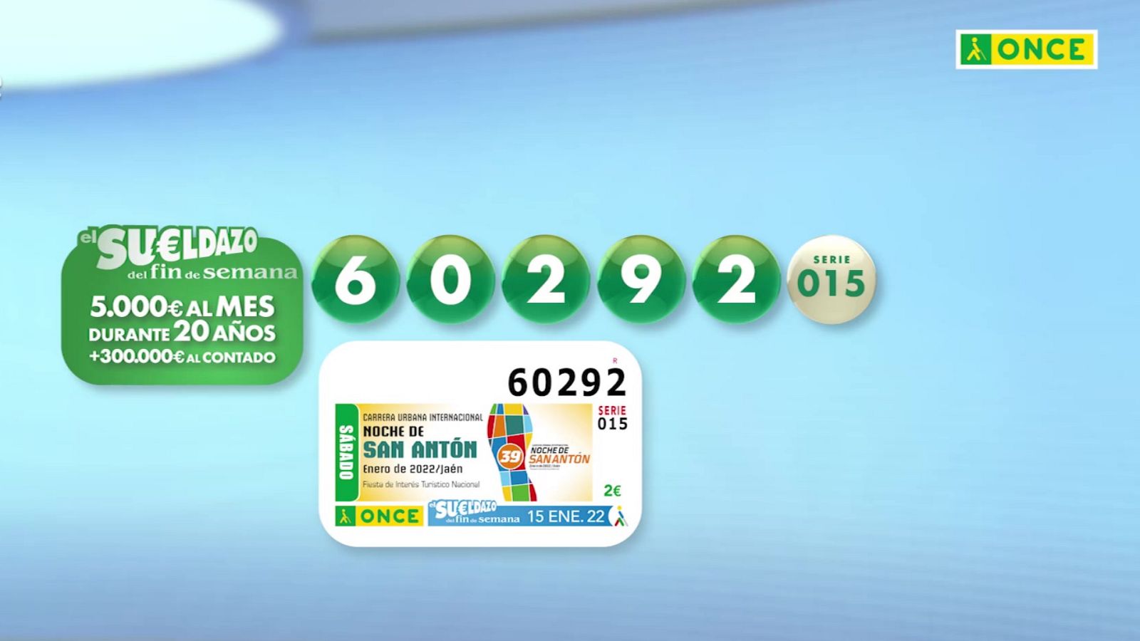 Sorteo ONCE - 15/01/22 - ver ahora