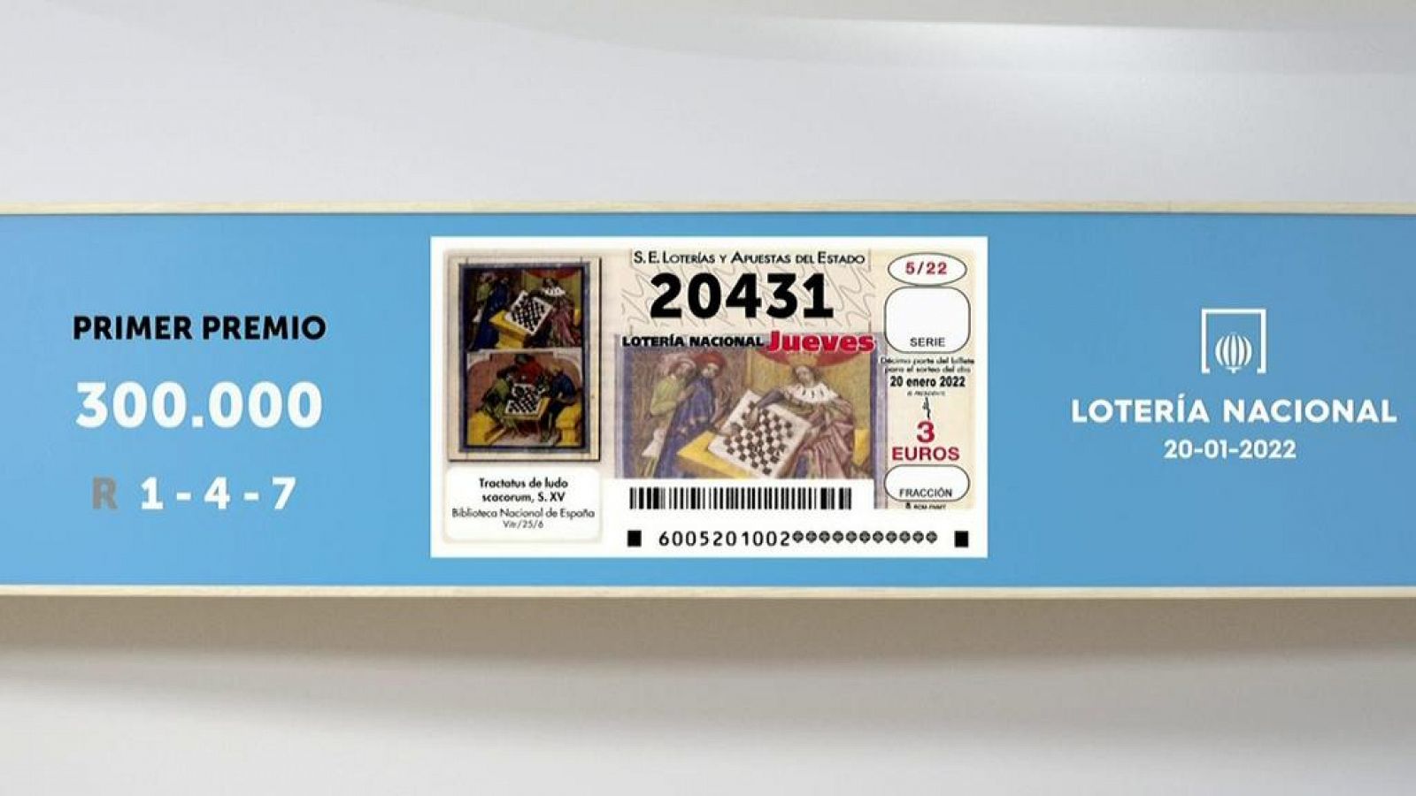Sorteo de La Lotería Nacional: 20/01/2022