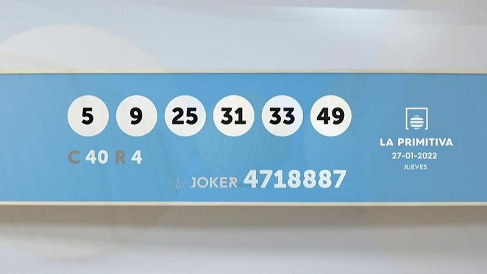 Sorteo de la Lotería Primitiva y Joker del 27/01/2022