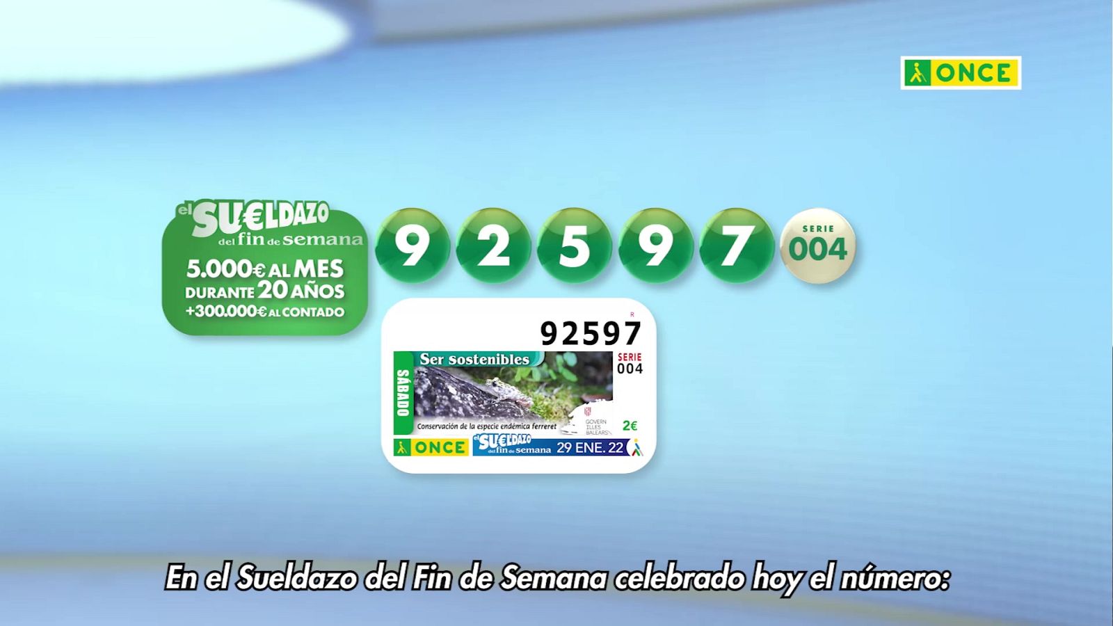 Sorteo ONCE - 29/01/22 - ver ahora