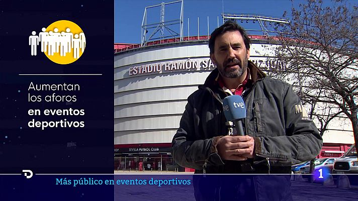 Telediario 1 - El aforo en los estadios aumenta al 85 % en exteriores y al 75 % en interiores