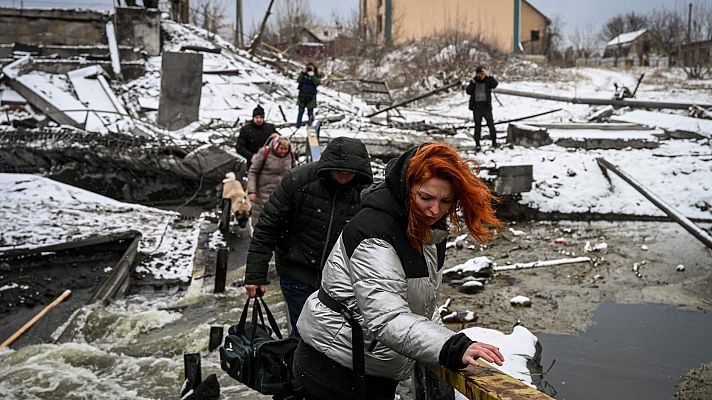 Éxodo en la estación de Kiev ante el ataque ruso