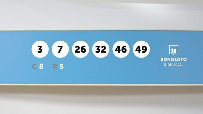 SELAE - Sorteo de la Lotería Bonoloto del 03/03/2022
