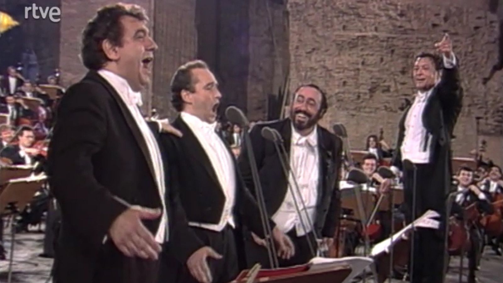Plácido Domingo, Luciano Pavarotti y José Carreras en Caracalla (1990)
