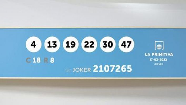 Sorteo de la Lotería Primitiva y Joker del 17/03/2022